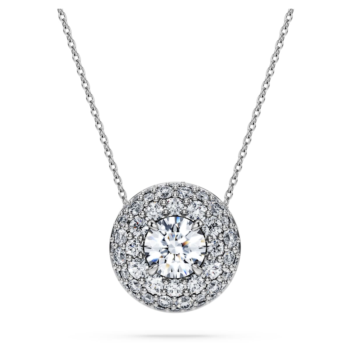 

Eternity halo solitaire pendant, Lab-grown diamonds 2 ct tw, Round shape, 18K white gold