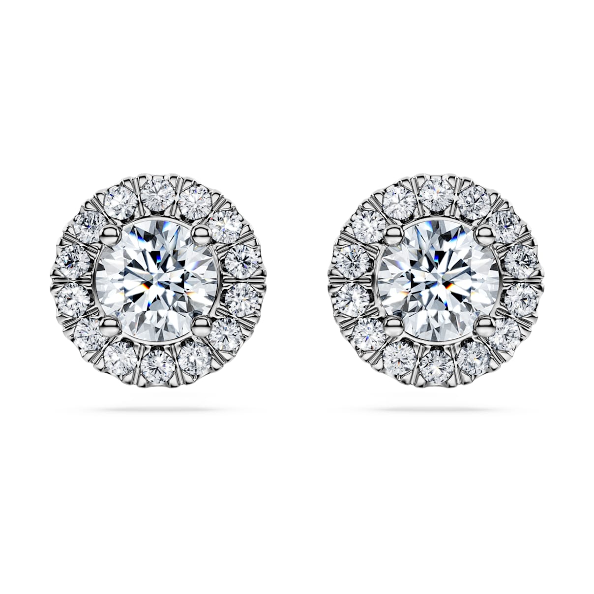 Eternity Strahlenkranz Ohrstecker, Im Labor gezüchteter Diamanten 2 ct tw, Rundschliff, 18K Weißgold