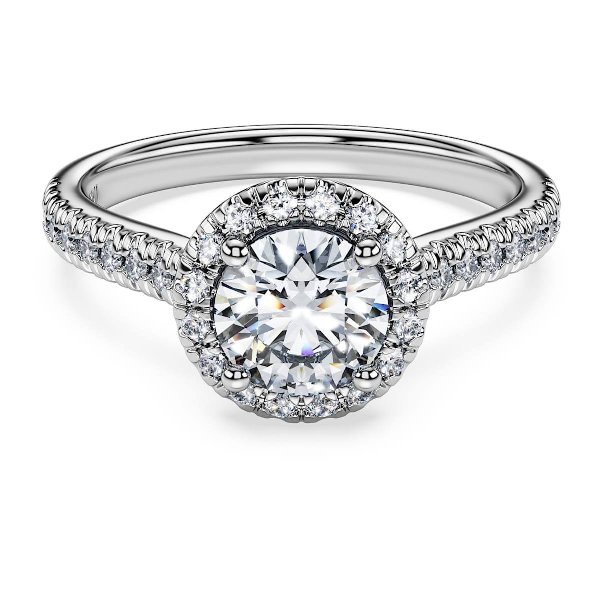 Eternity Strahlenkranz-Solitärring, Im Labor gezüchteter Diamanten 1,33 ct tw, Rundschliff, 18K Weißgold