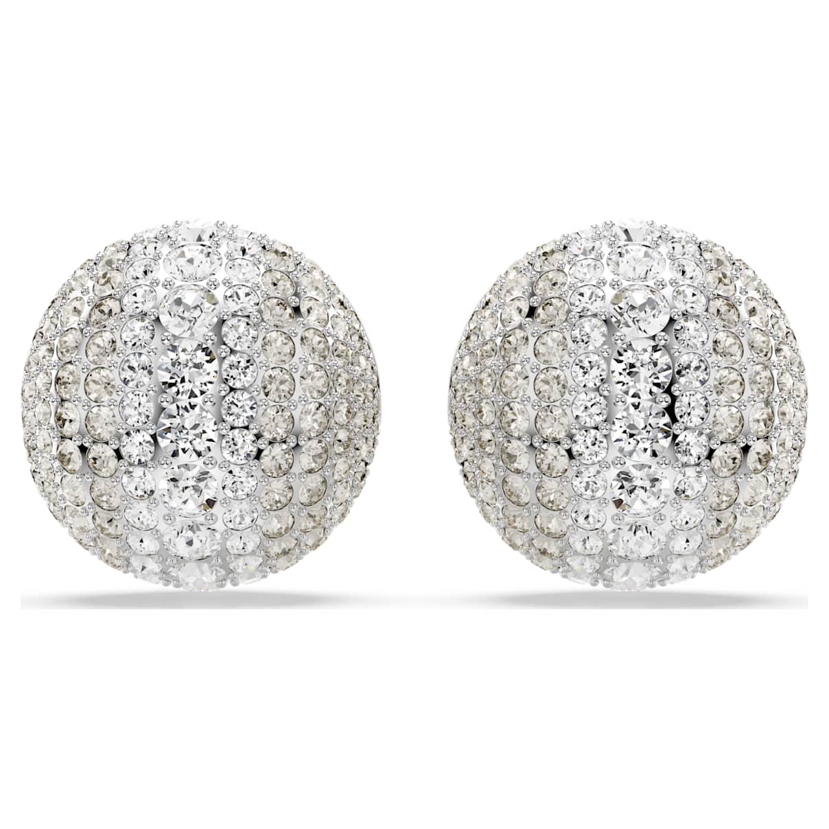 

Sublima clip earrings, White, Rhodium plated
