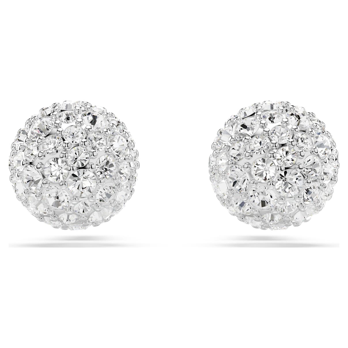

Dextera stud earrings, Round cut, Sphere, White, Rhodium plated
