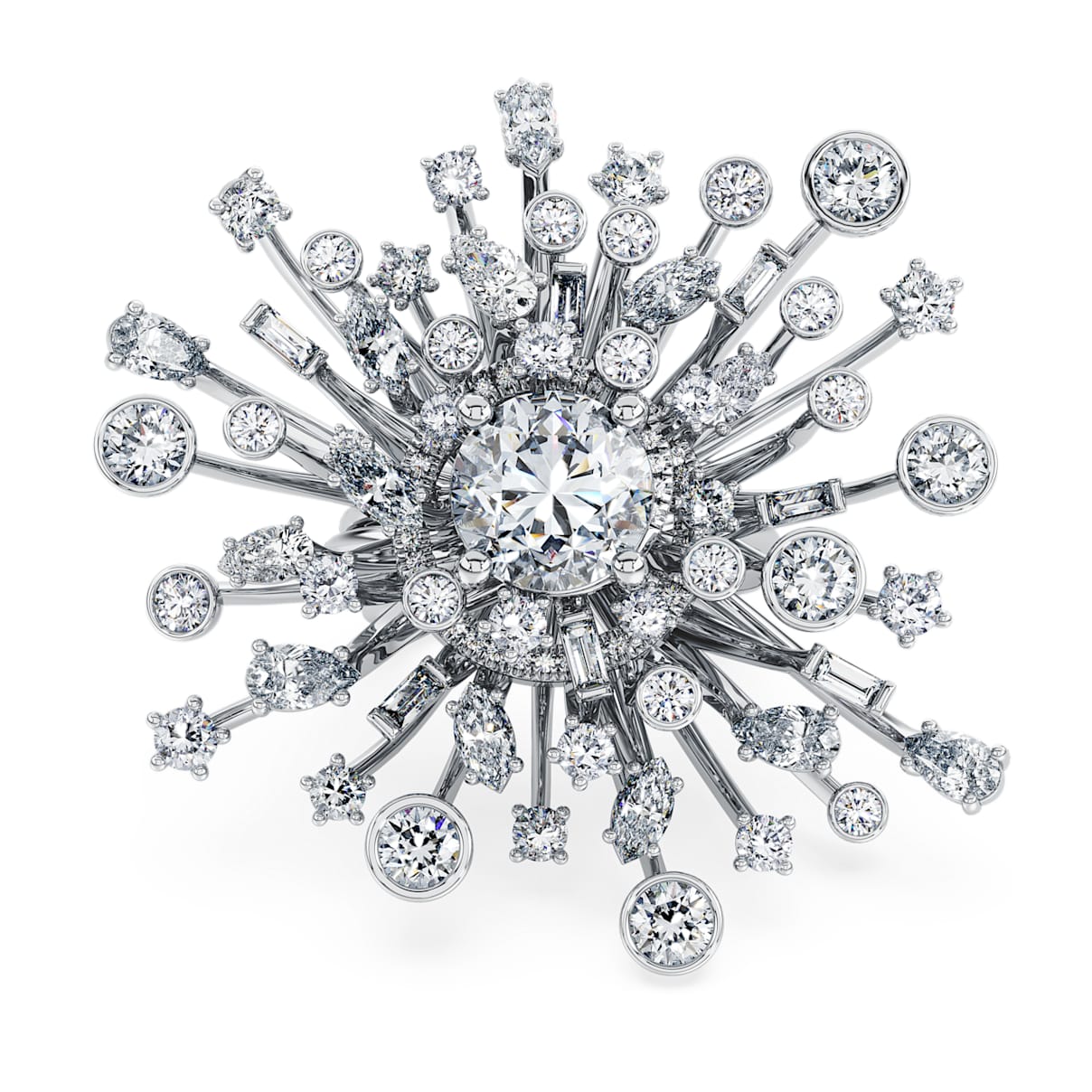 Galaxy Ring, Im Labor gezüchteter Diamanten 9,5 ct tw, Verschiedene Schliffe, 18K Weißgold