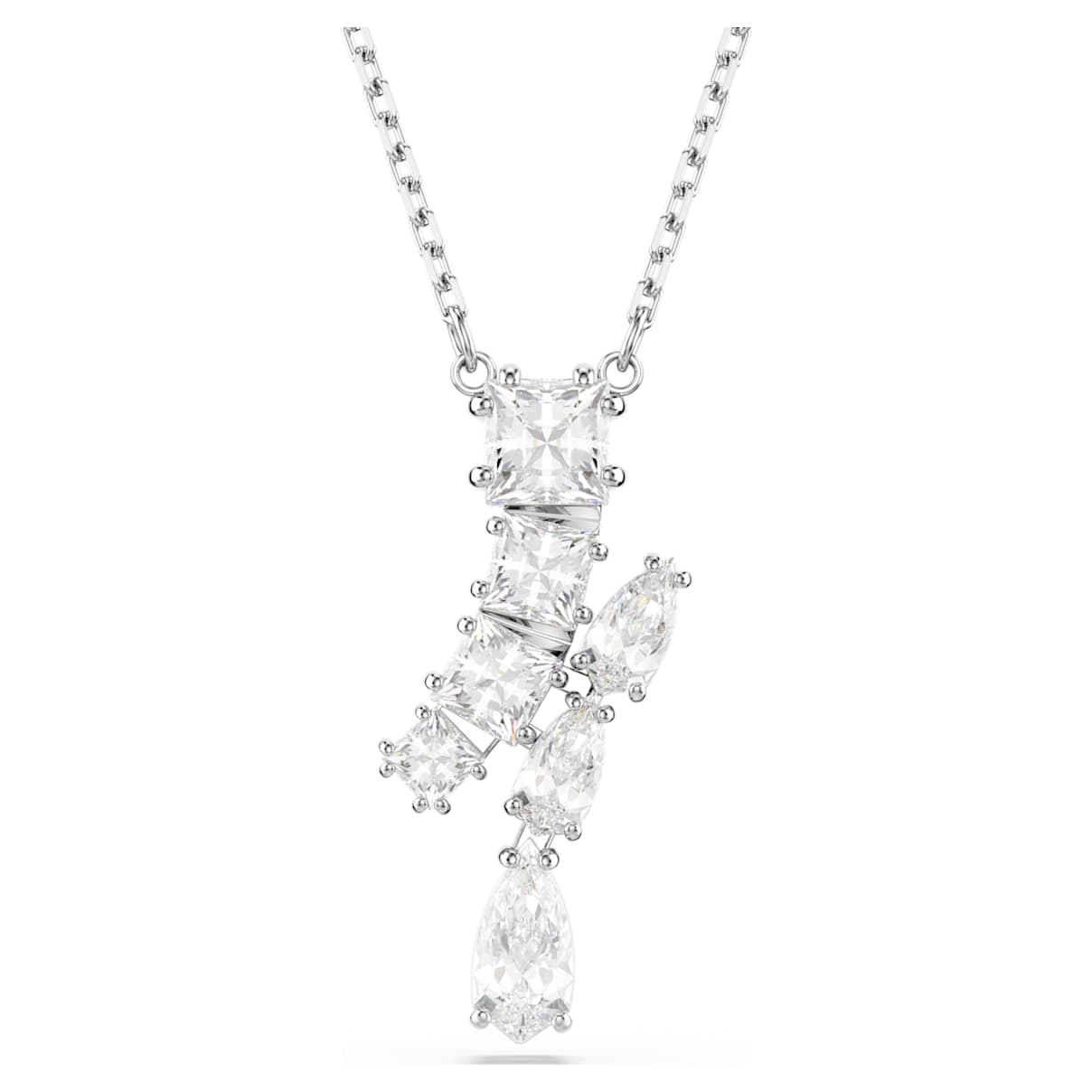 

Matrix pendant, Mixed cuts, White, Rhodium plated