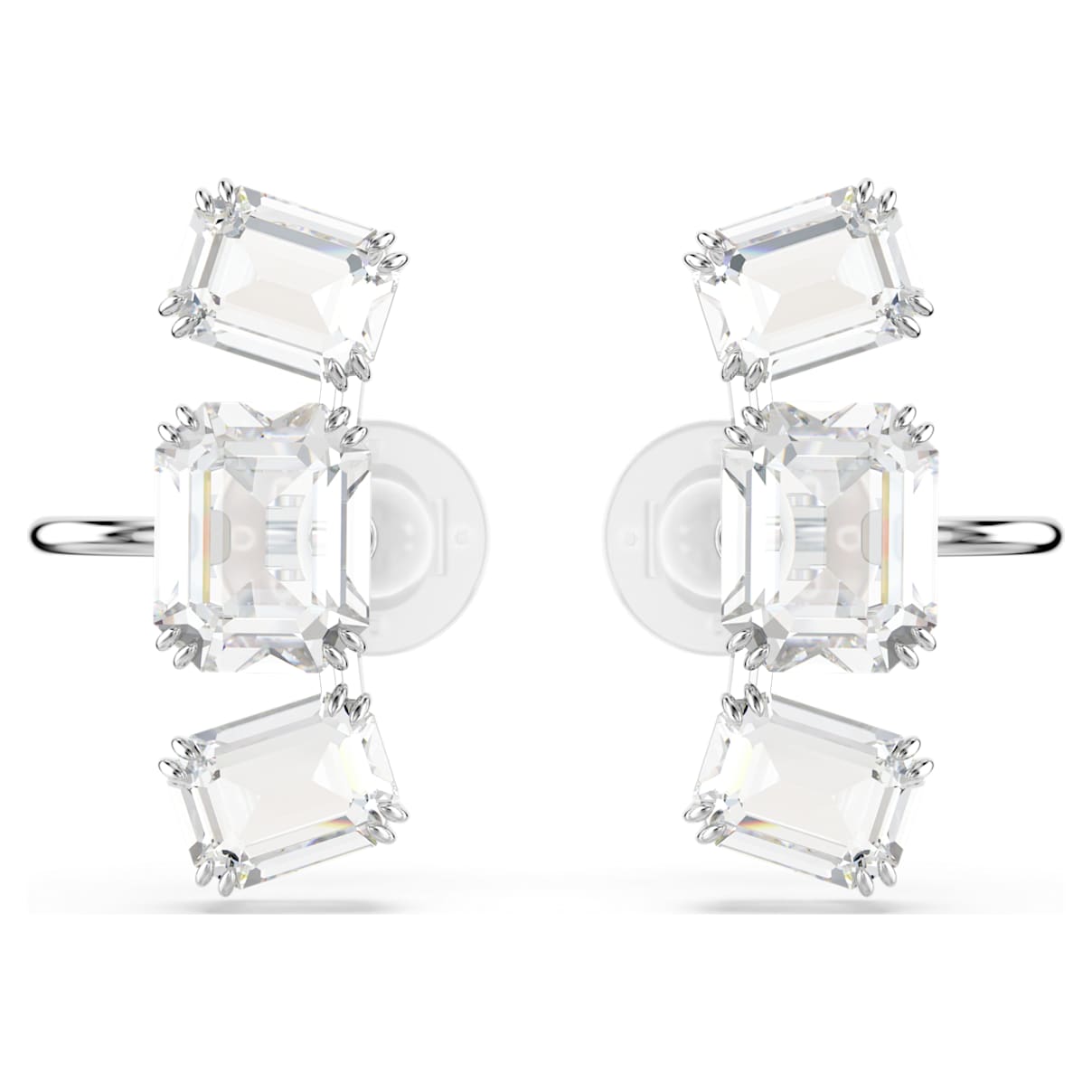 

Millenia clip earrings, Octagon cut, White, Rhodium plated