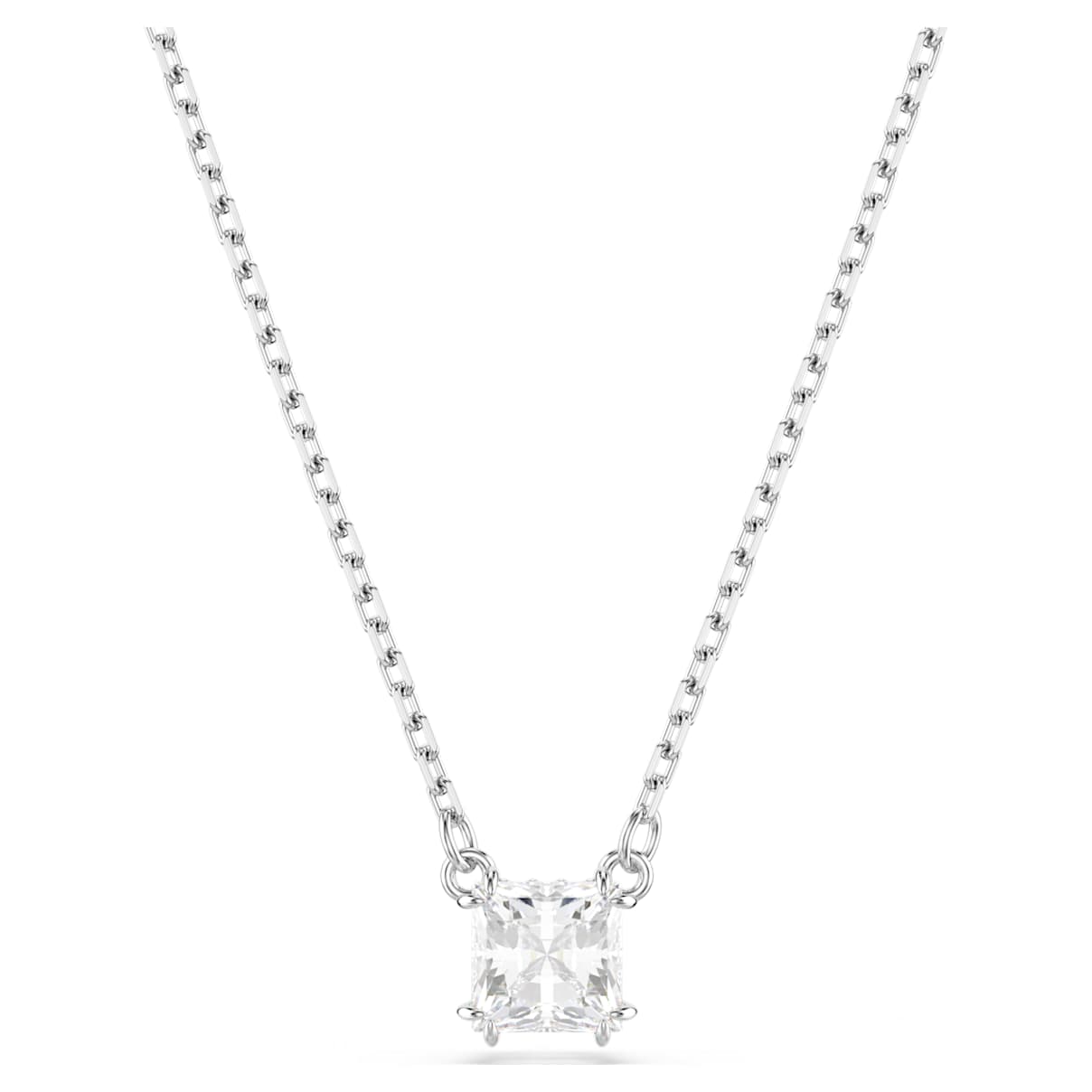 

Stilla Attract pendant, Square cut, White, Rhodium plated