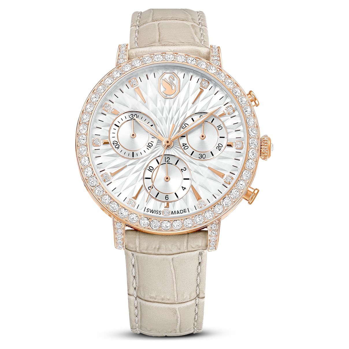 

Matrix Tennis Chrono 워치, 스위스 메이드, 레더 스트랩, 베이지, 로즈 골드 톤 피니시