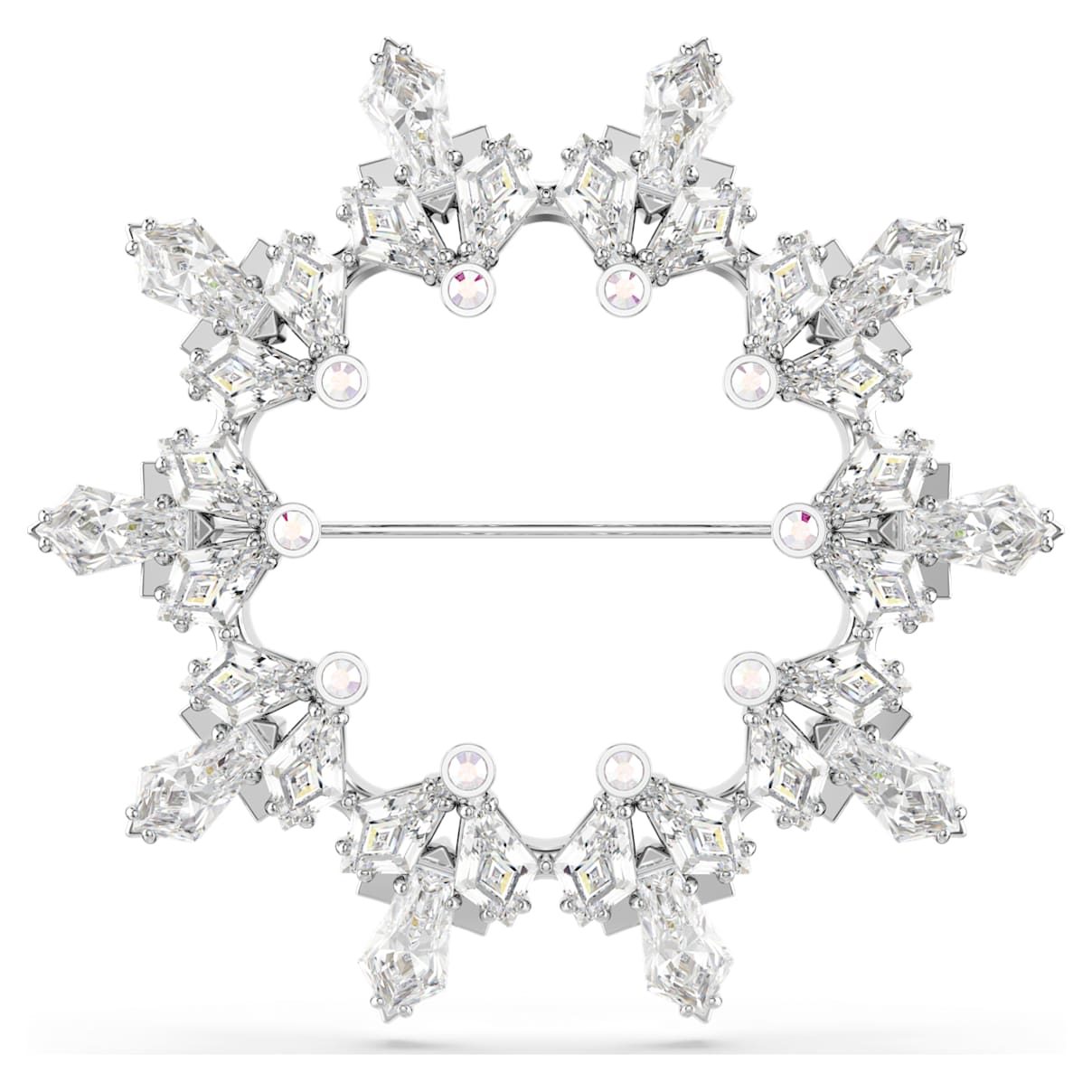 

Idyllia brooch, Mixed cuts, Snowflake, White, Rhodium plated