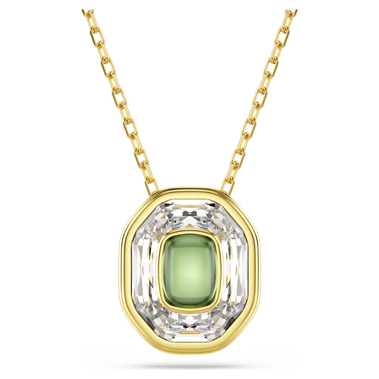 

Chroma pendant, Octagon cut, Green, Gold-tone plated