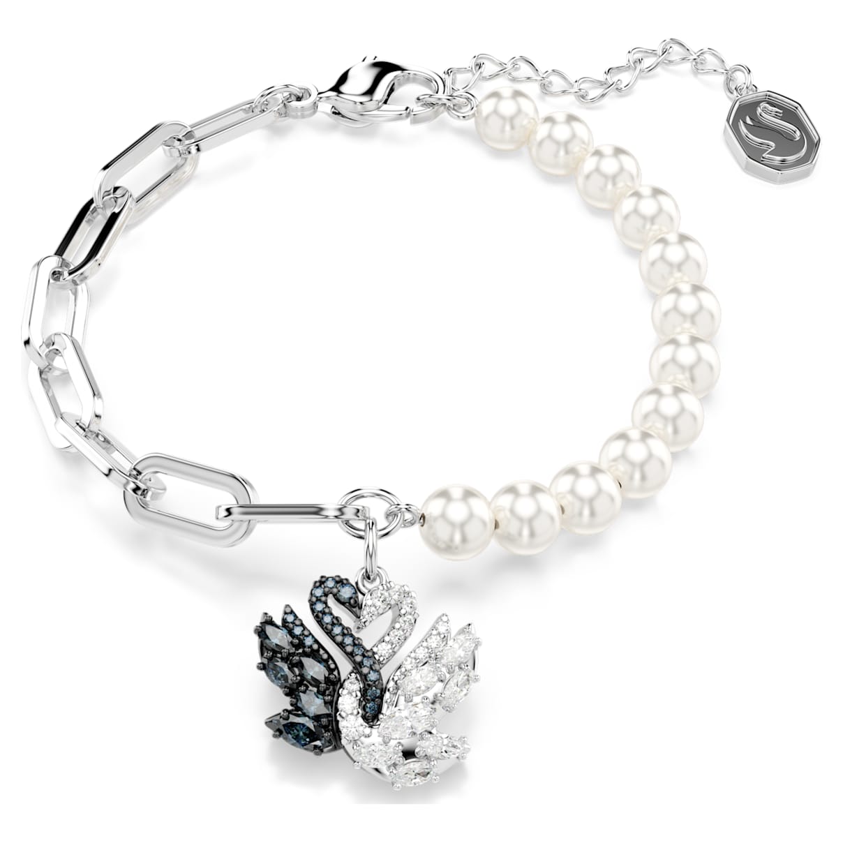 

Swan bracelet, Crystal pearl, Swan, Black, Mixed metal finish