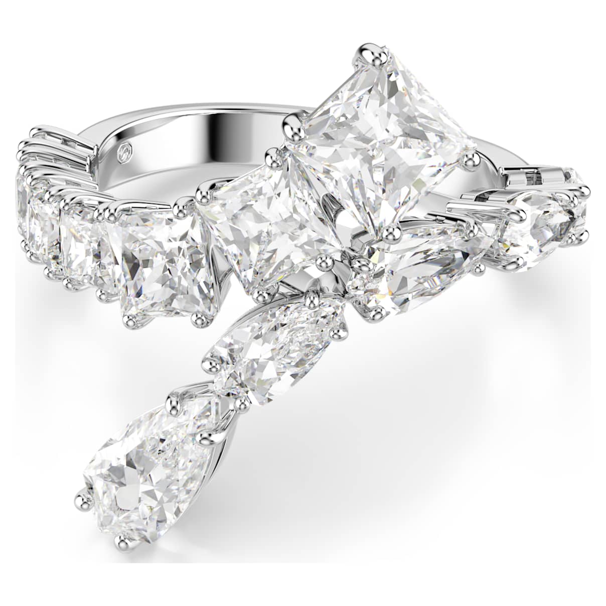 

Matrix ring, Mixed cuts, White, Rhodium plated