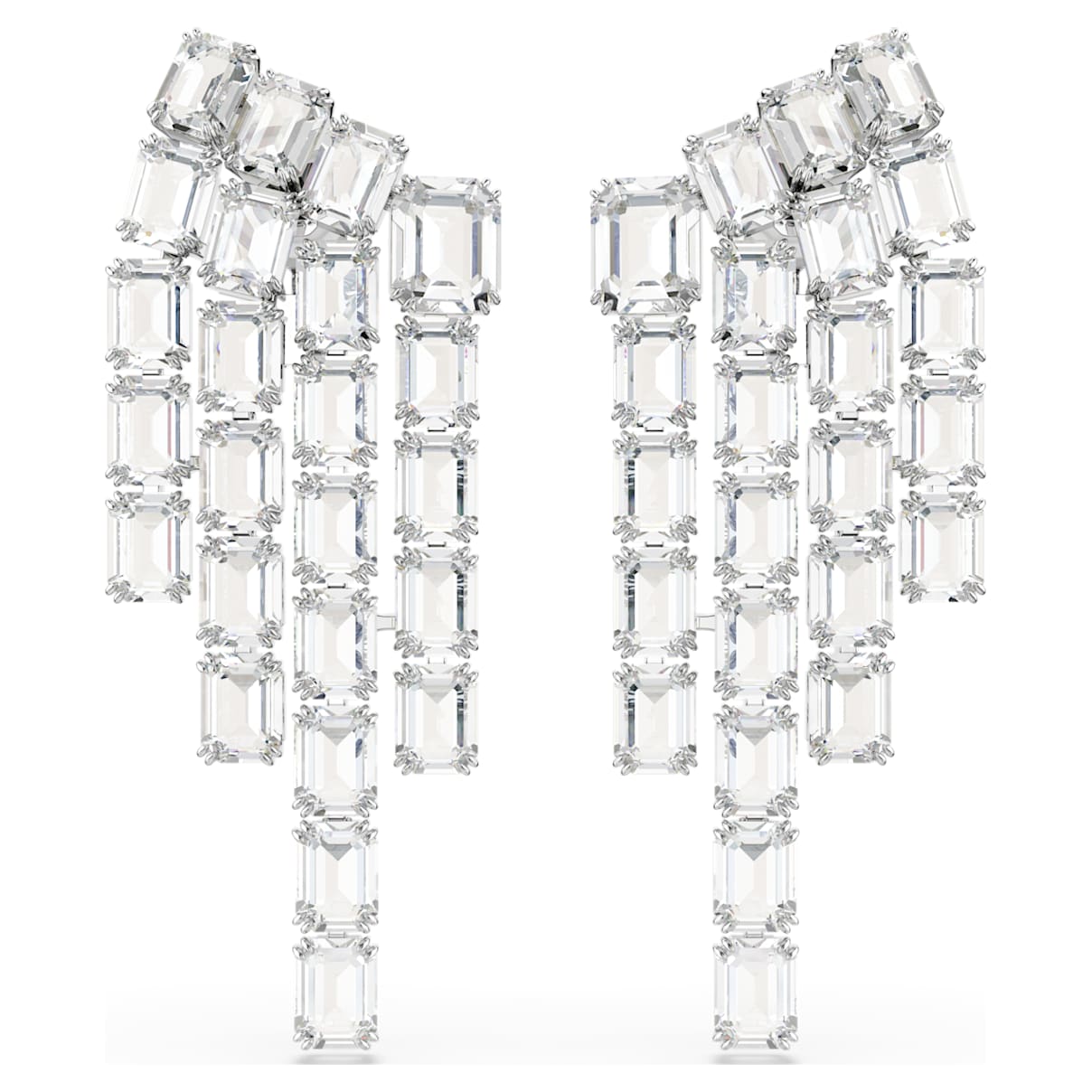 

Millenia clip earrings, Octagon cut, Chandelier, White, Rhodium plated