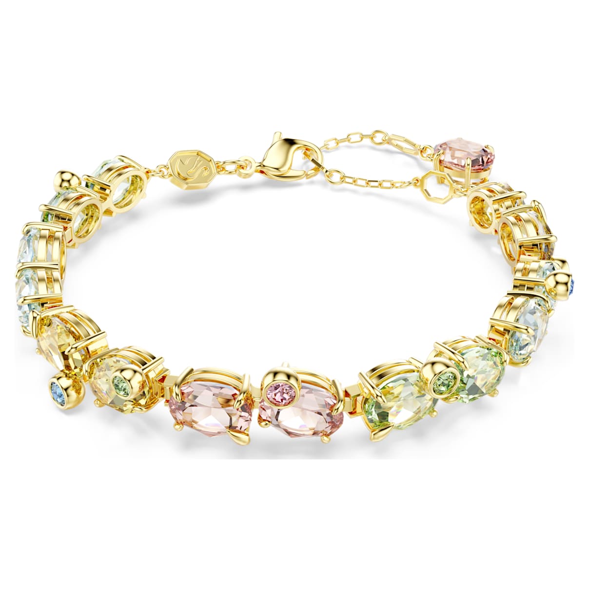 

Gema Tennis bracelet, Mixed cuts, Multicolored, Gold-tone plated