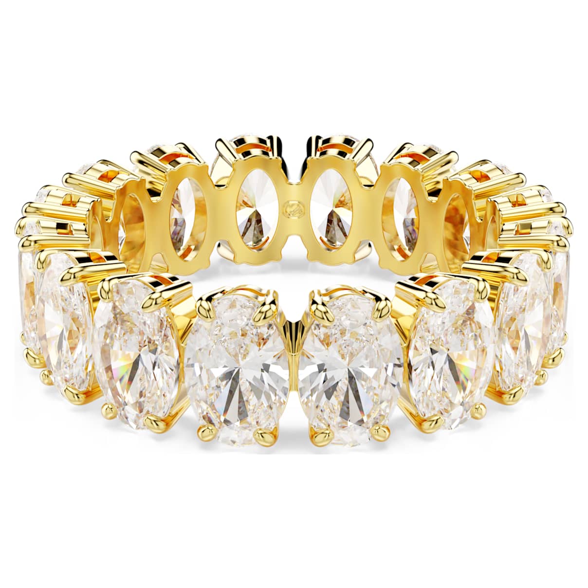 Matrix ring, Oval cut, White, Gold-tone plated