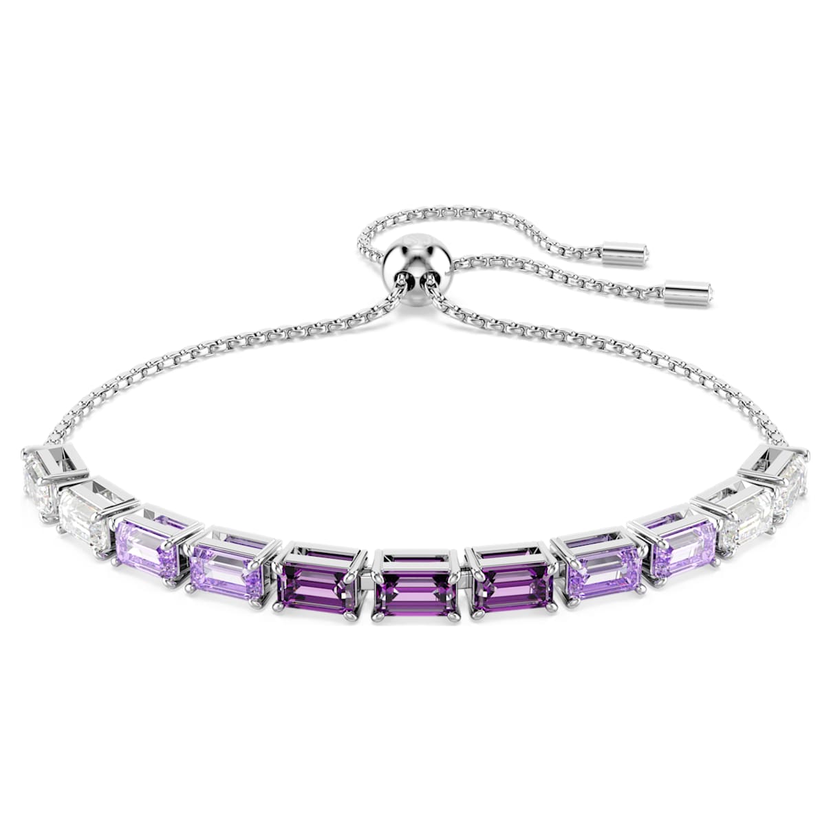 Matrix Armband, Baguette-Schliff, Violett, Rhodiniert