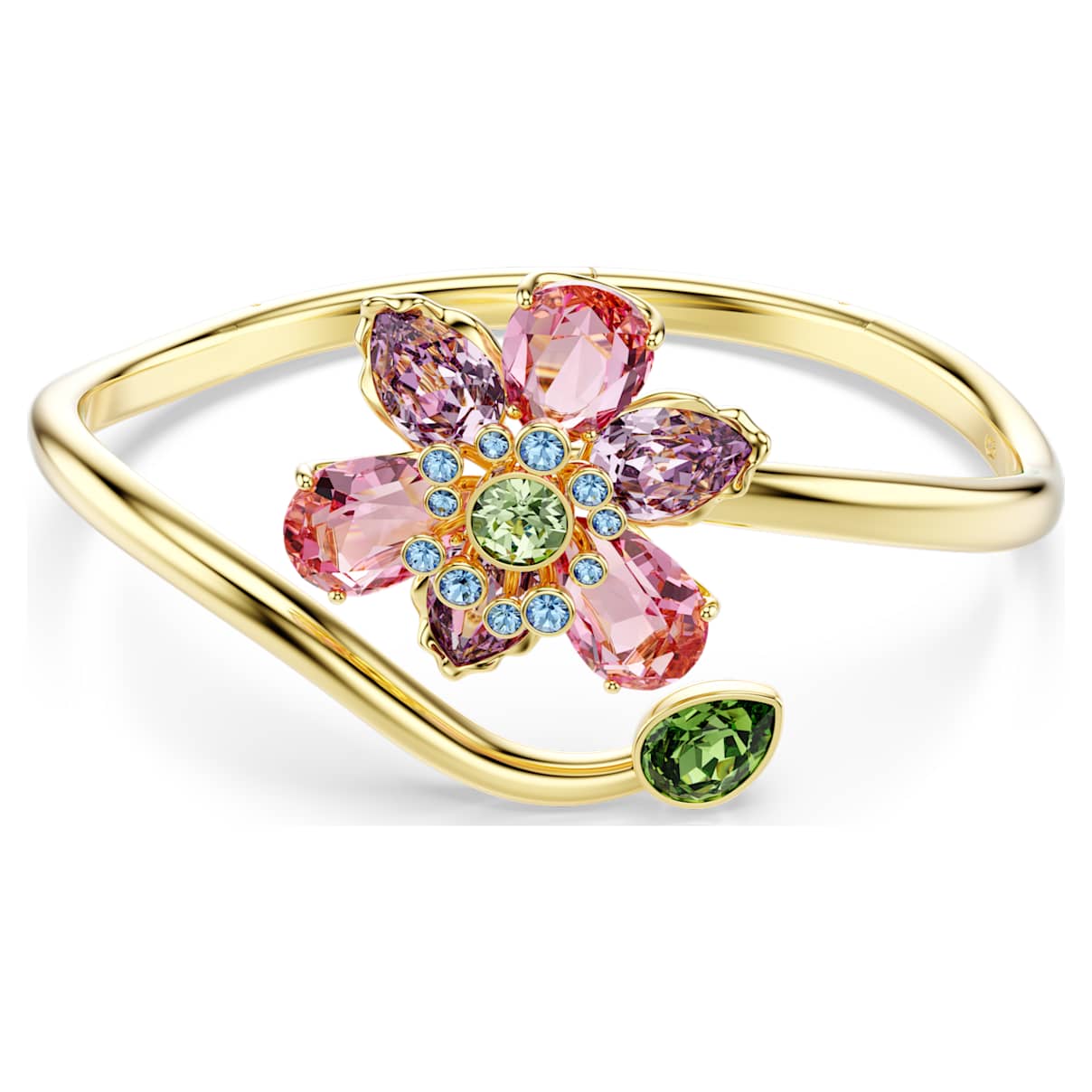 

Idyllia bangle, Mixed cuts, Flower, Multicolored, Gold-tone plated