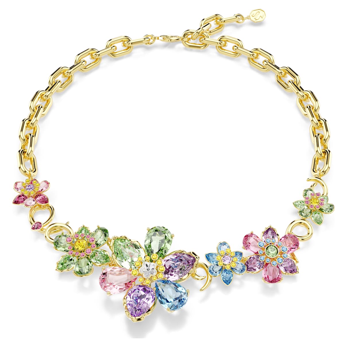 Idyllia Halskette, Verschiedene Schliffe, Blume, Mehrfarbig, 18K Goldbeschichtet Unisex OS