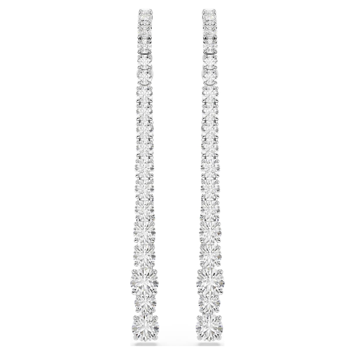 Pendants d'oreilles Matrix, Dégradé de tailles rondes, Blanches, Métal rhodié