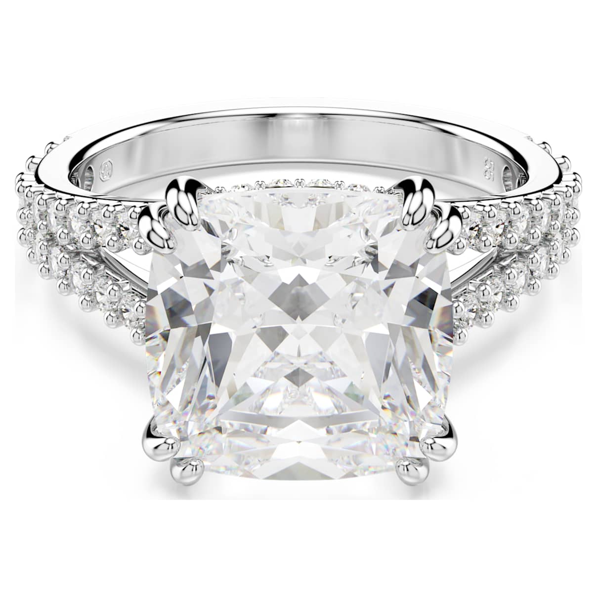

Stilla ring, Square cut, White, Silver-tone finish