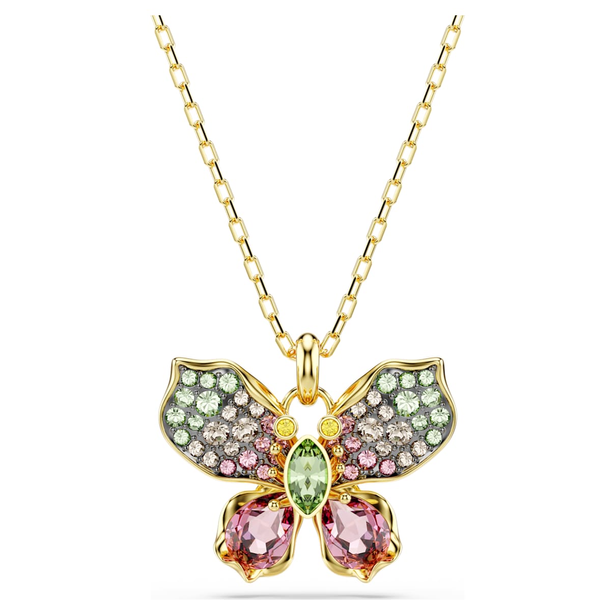 

Idyllia pendant, Mixed cuts, Pavé, Butterfly, Multicolored, Gold-tone plated