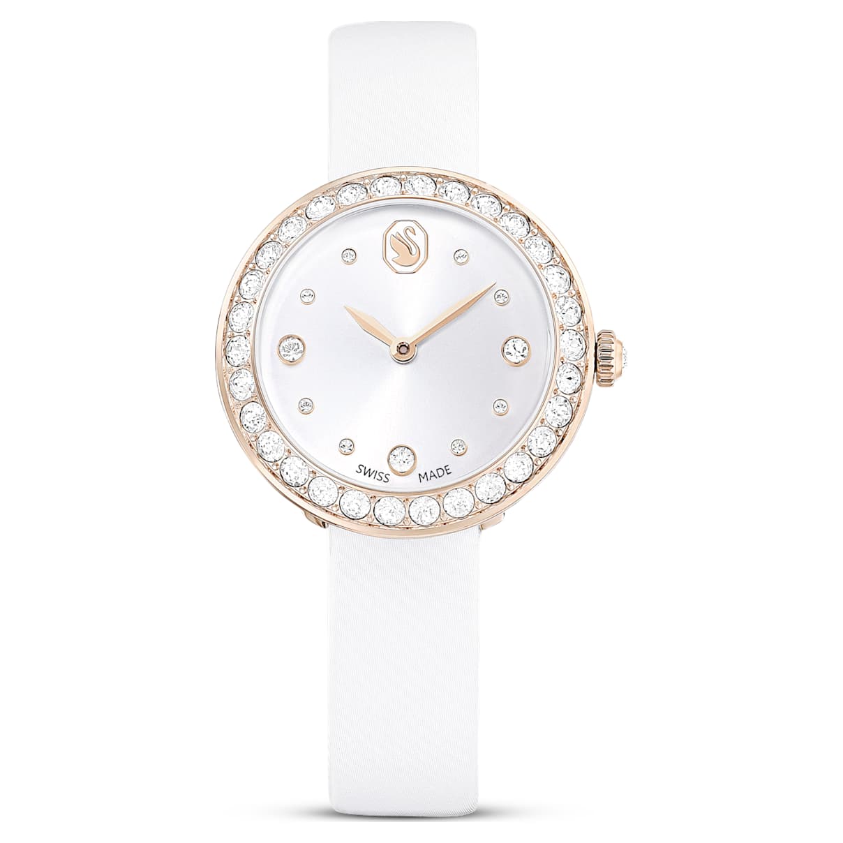 

Matrix Tennis Uhr, Schweizer Produktion, Lederarmband, Weiß, Champagne-vergoldetes Finish