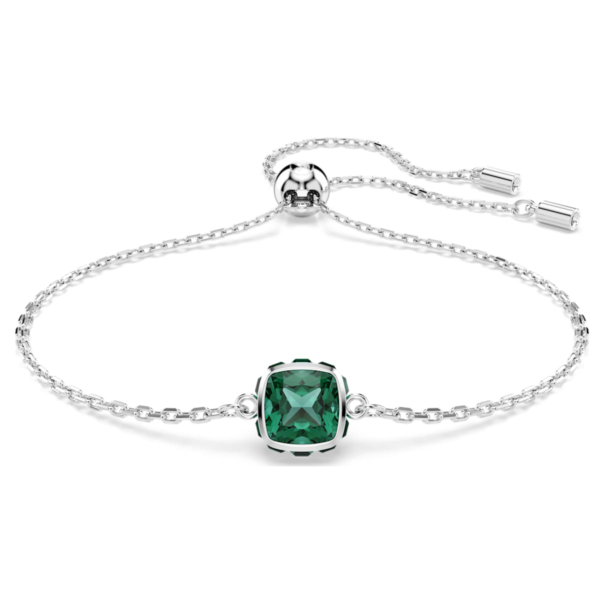 

Birthstone bracelet, Square cut, May, Green, Rhodium plated