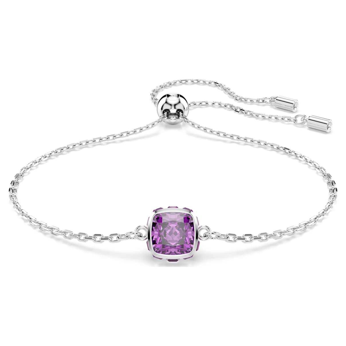 

Birthstone bracelet, Square cut, February, Purple, Rhodium plated