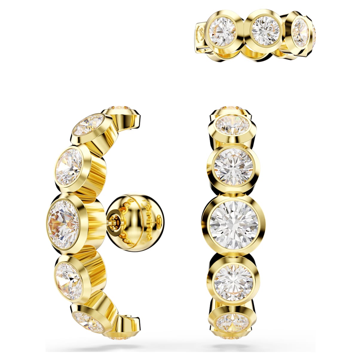 

Imber ear cuff, Set (3), Round cut, White, Gold-tone plated