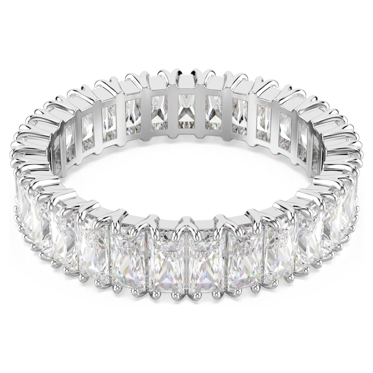 

Anello Matrix, Taglio baguette, Bianco, Placcato color argento