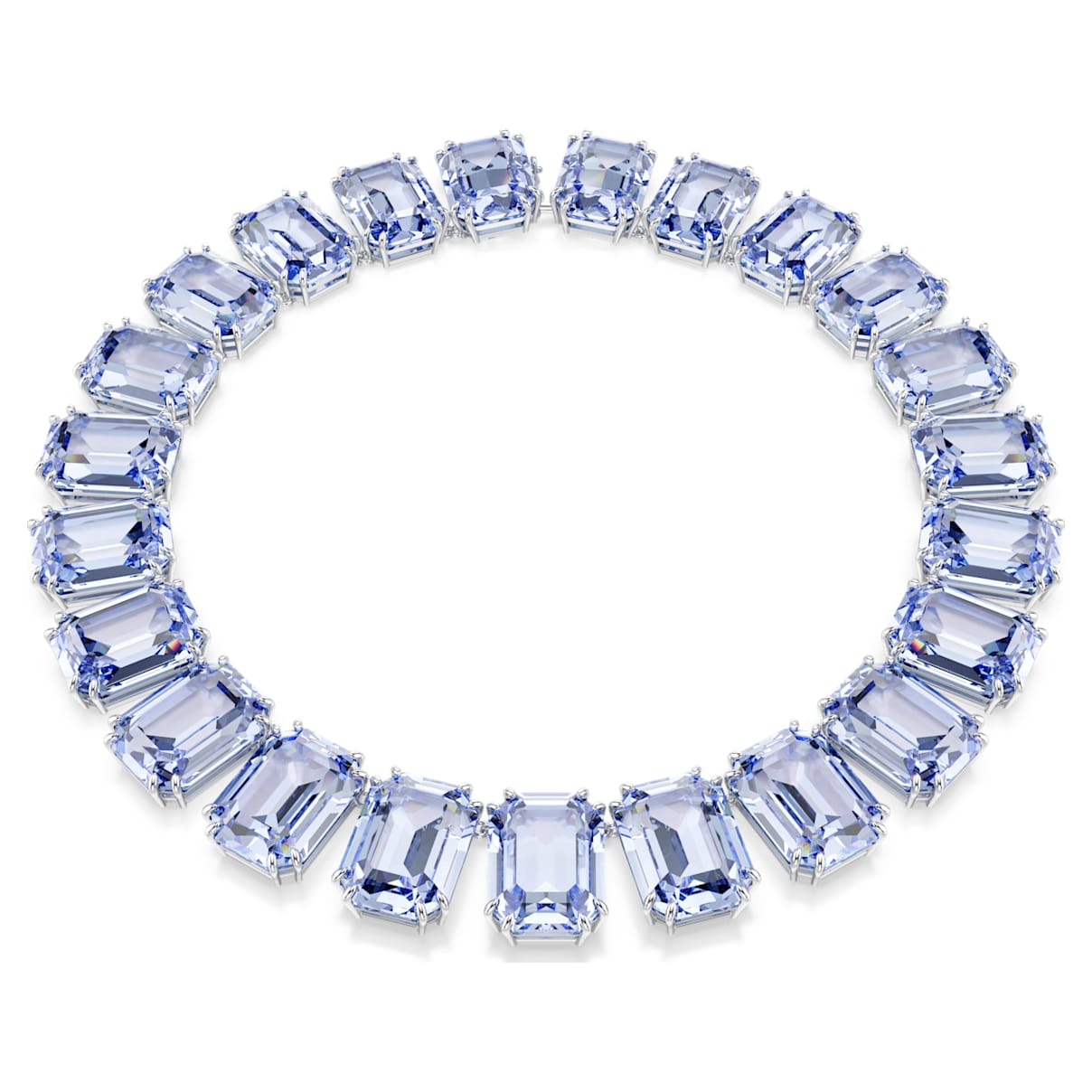 

Collar Millenia, Cristales de gran tamaño, Talla octogonal, Azul, Baño de rodio