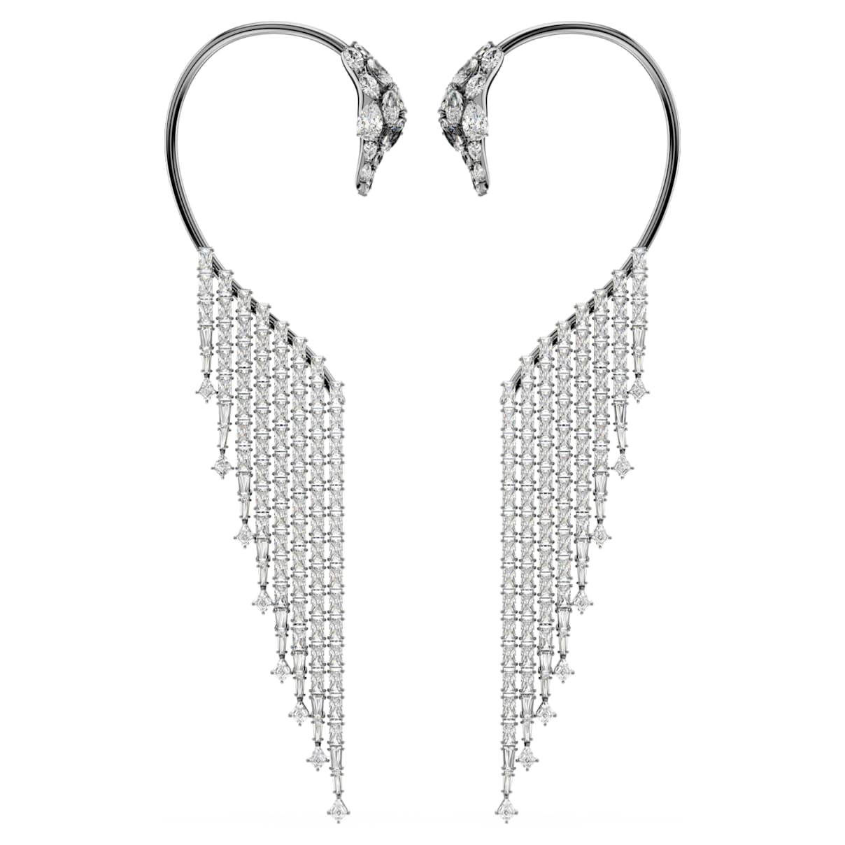 

Pendientes ear cuff The Vienna Collection, Cisne, Blancos, Baño de rutenio