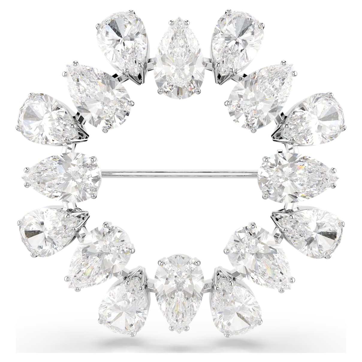 

Matrix brooch, Pear cut, White, Rhodium plated