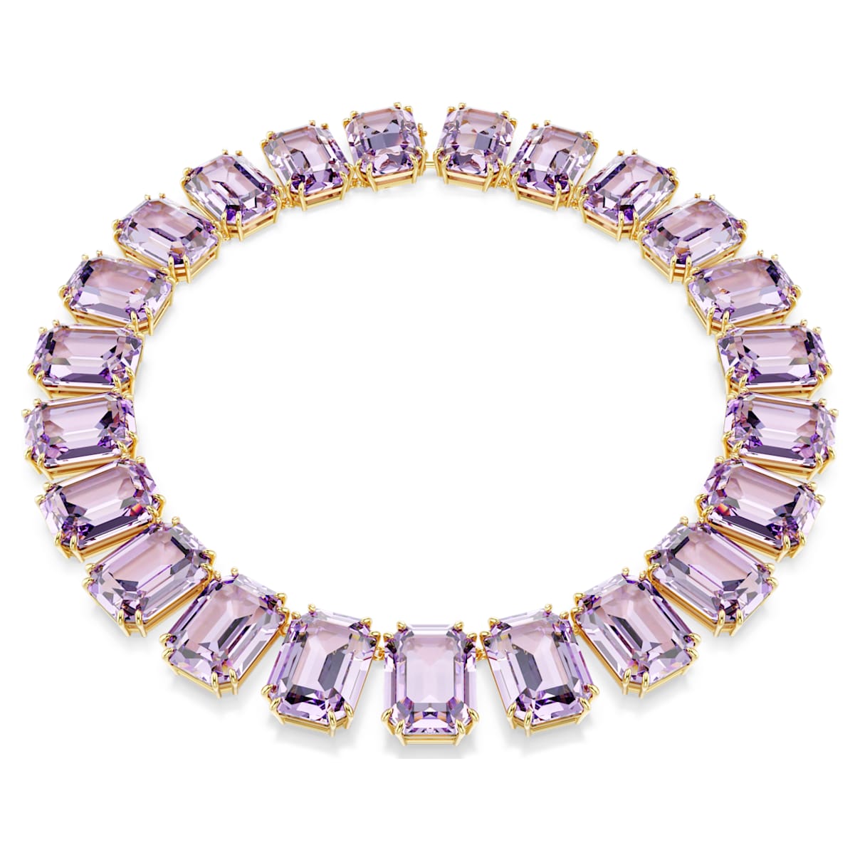 

Collier Tennis Millenia, Cristaux oversize, Taille octogonale, Violet, Placage de ton or