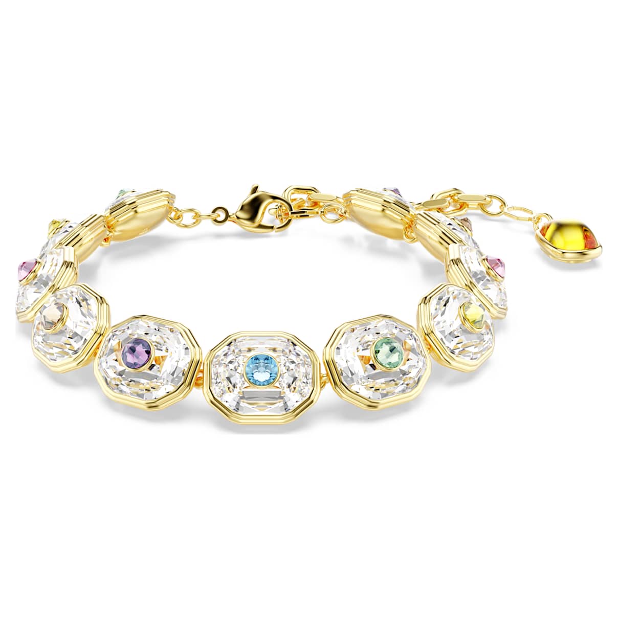 

Chroma Tennis bracelet, Octagon cut, Multicolored, Gold-tone plated