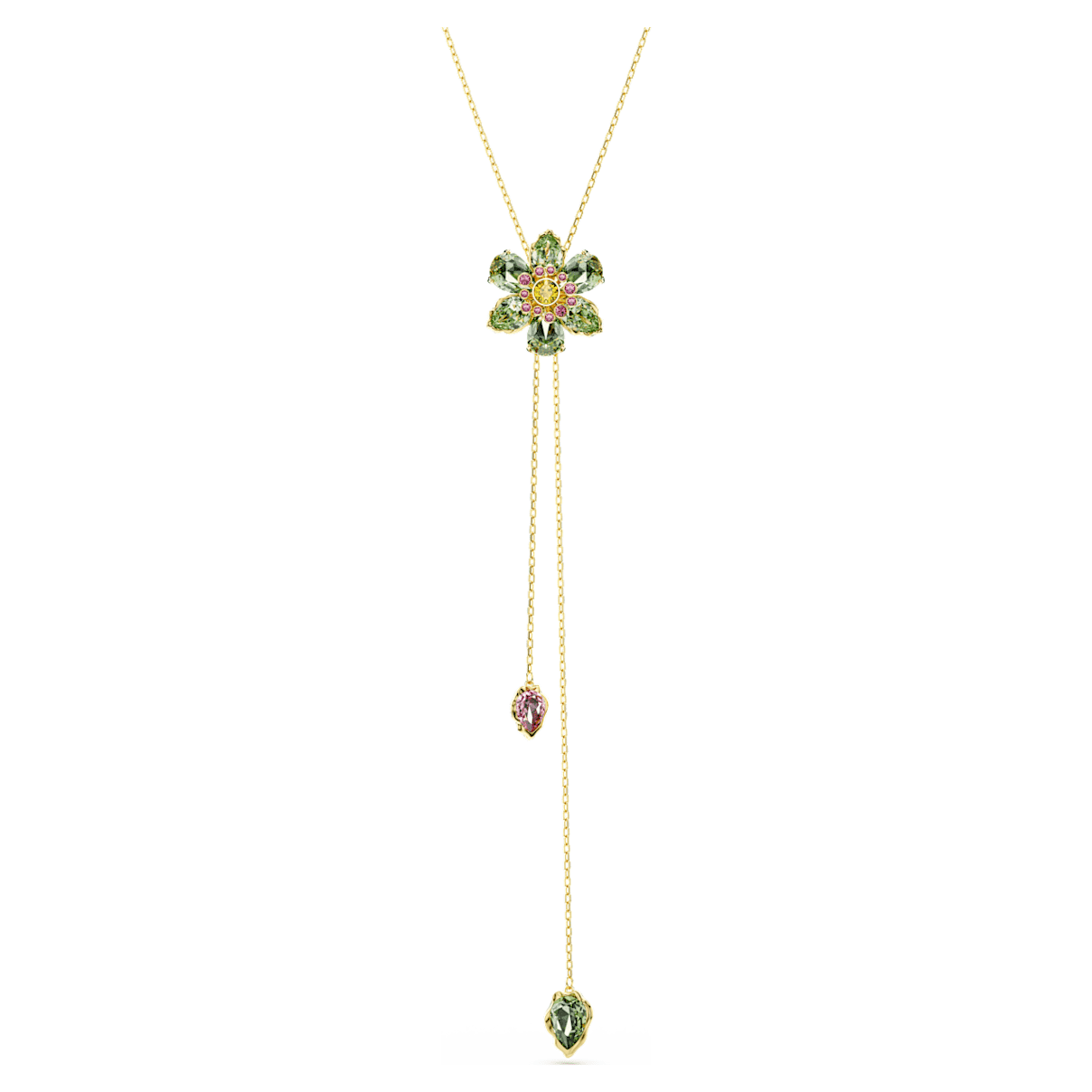 

Idyllia Y pendant, Mixed cuts, Flower, Multicolored, Gold-tone plated