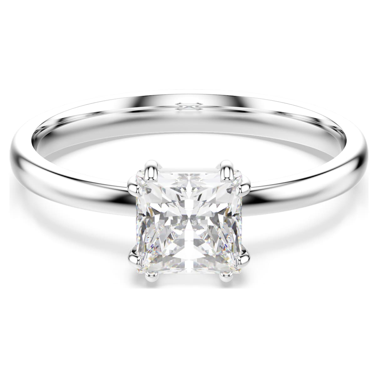 

Attract ring, Square cut, White, Rhodium plated