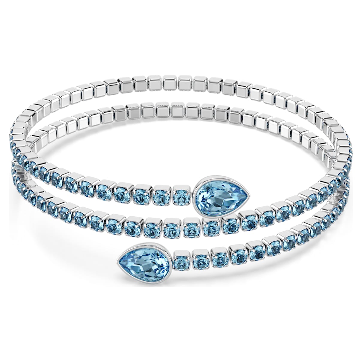 

Twisty cuff, Mixed cuts, Blue, Rhodium plated