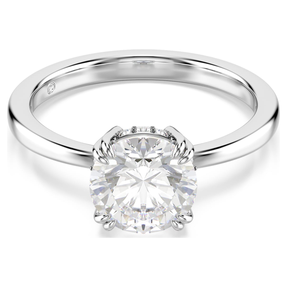 Swarovski Stilla Cocktail Ring, Round Cut, White, Silver-Tone Finish