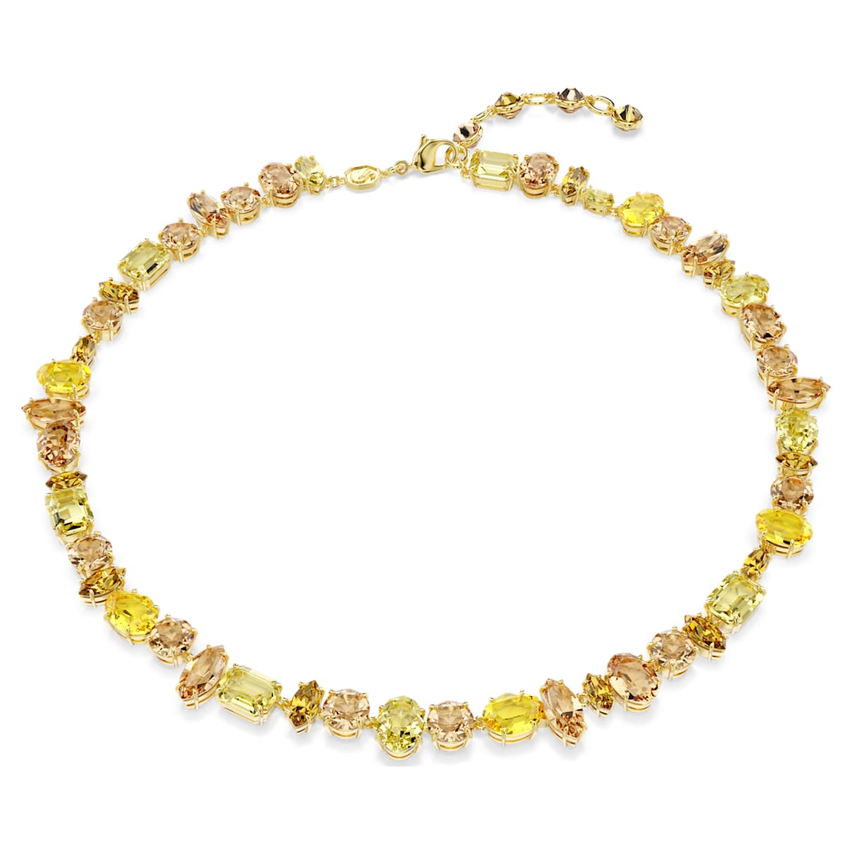 Swarovski Gema Necklace  Mixed Cuts  Yellow  18K Gold Finish