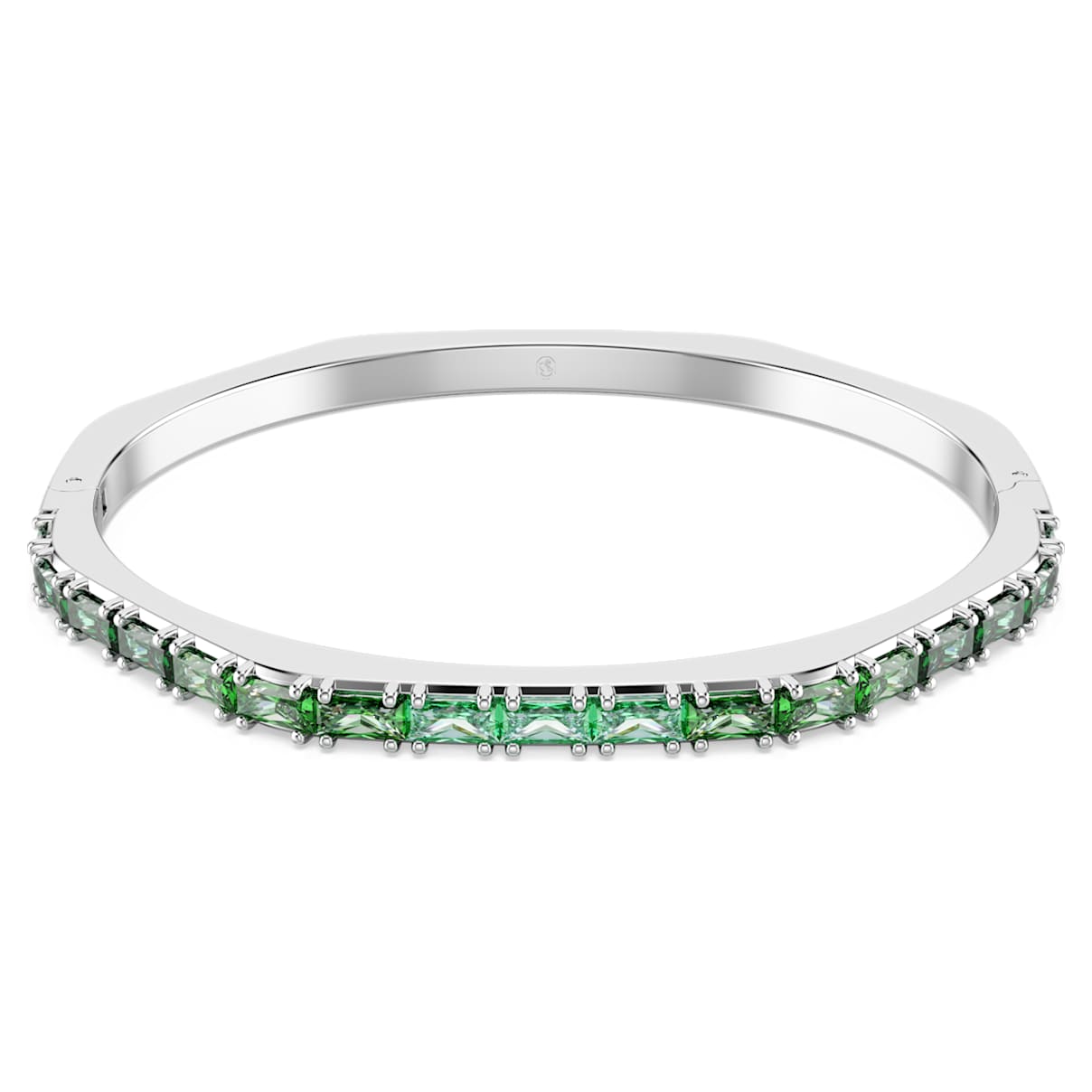 

Matrix bangle, Baguette cut, Octagon shape, Green, Rhodium plated