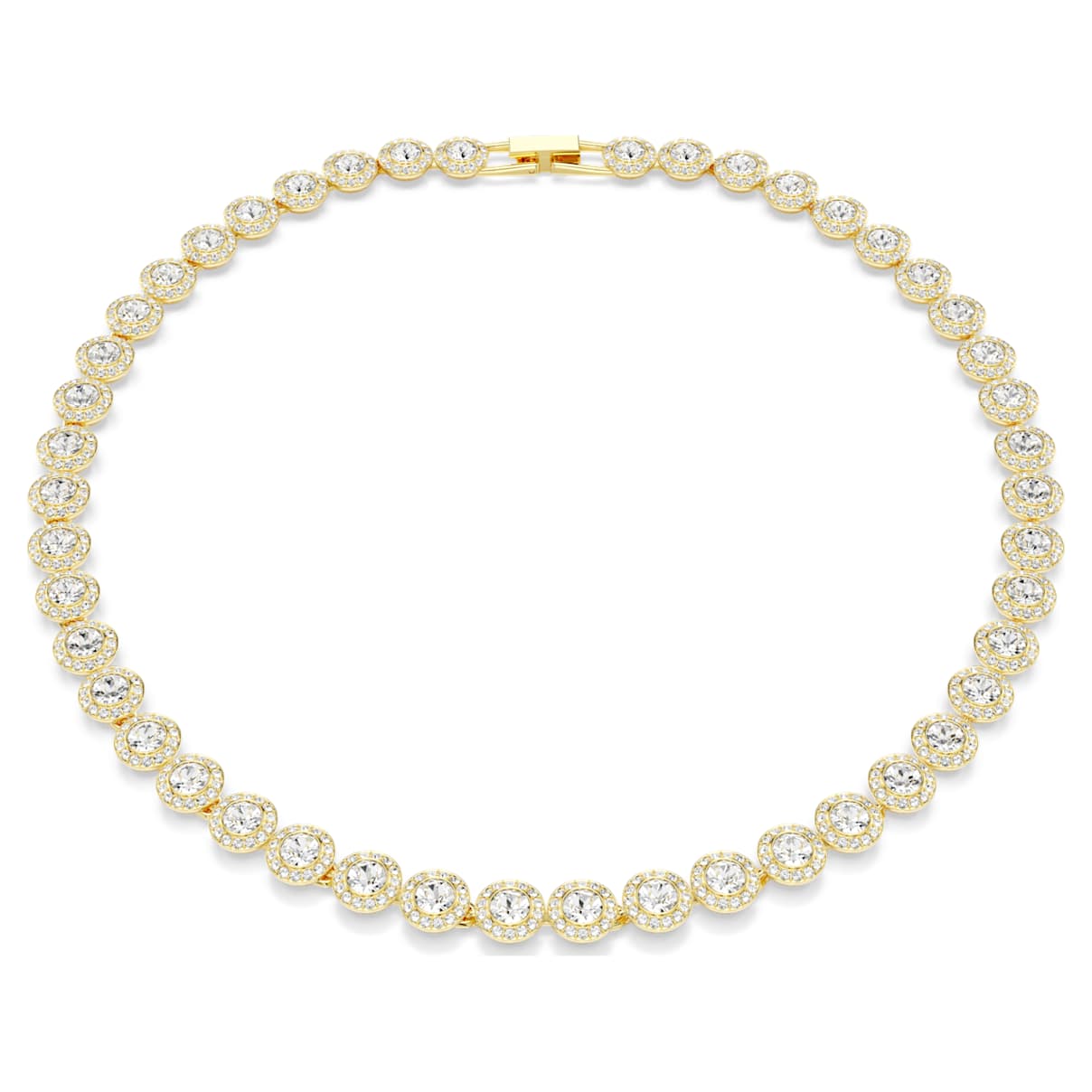 

Una Angelic Tennis necklace, Round cut, White, Gold-tone plated