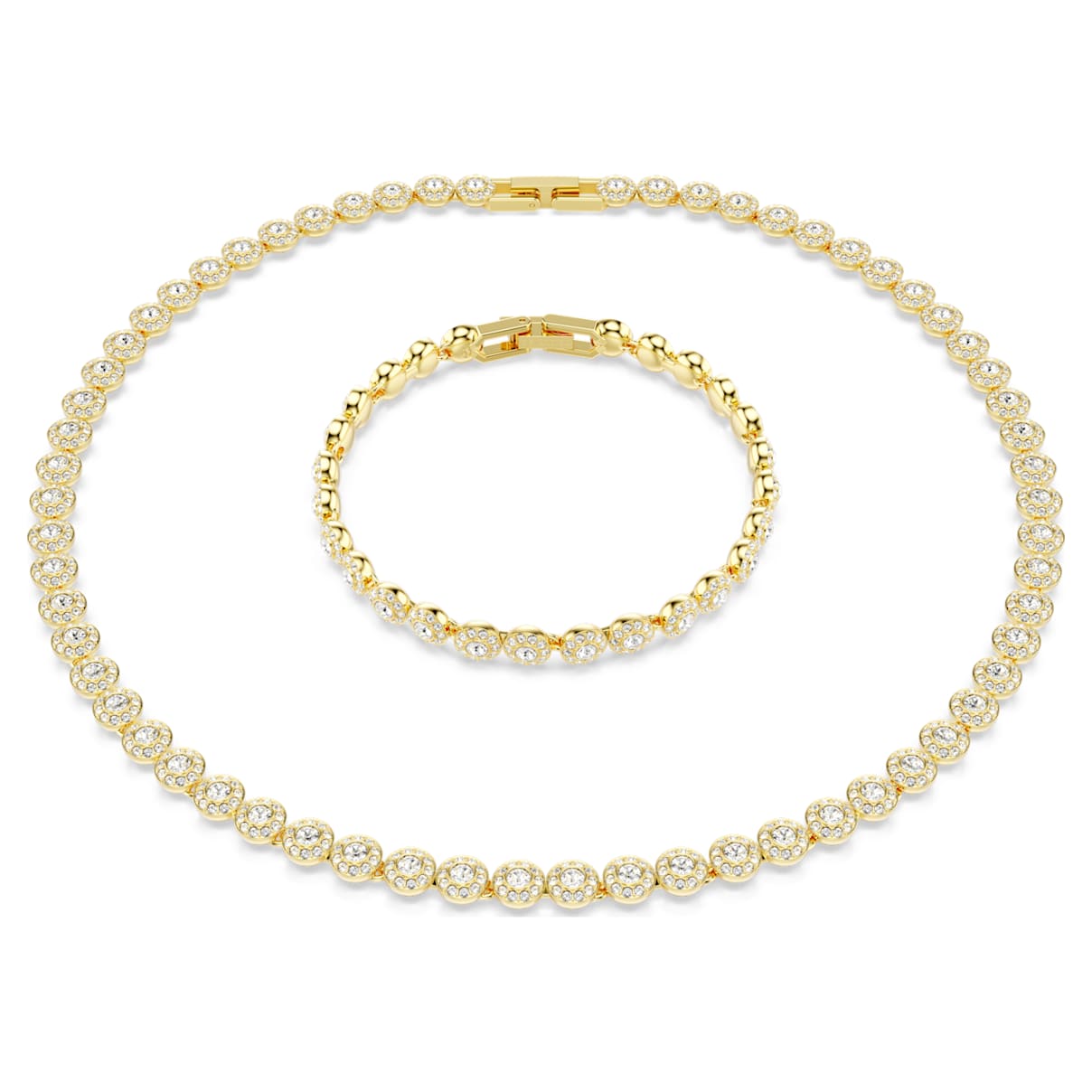 

Una Angelic set, Round cut, White, Gold-tone plated