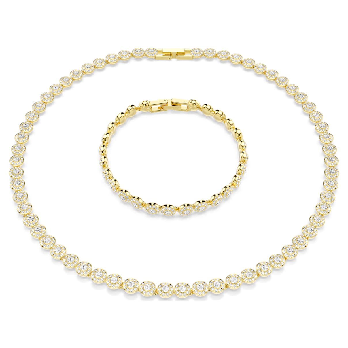 

Una Angelic set, Round cut, White, Gold-tone plated