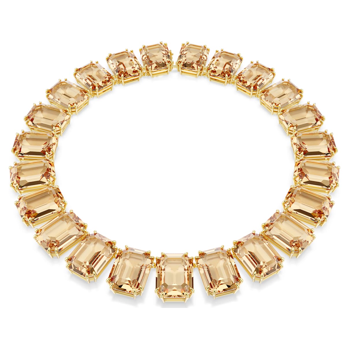 Collana Millenia, Cristalli oversize, Taglio ottagonale, Caramello, Finitura oro 18K OS