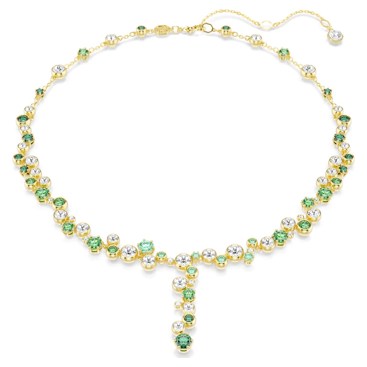 

Constella Y necklace, Mixed cuts, Green, Gold-tone plated