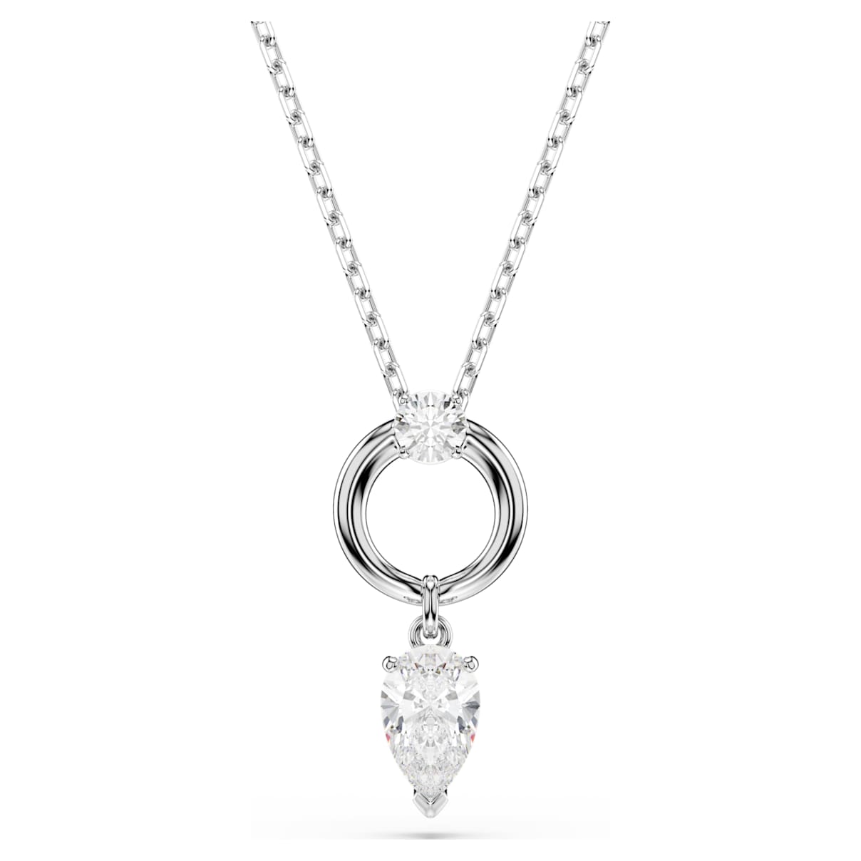 

Mesmera pendant, Pear cut, White, Rhodium plated