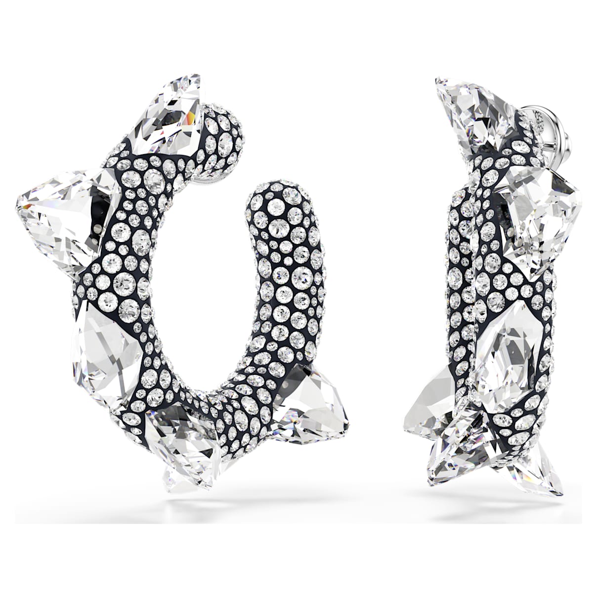 

Sublima hoop earrings, Spike, White, Rhodium plated