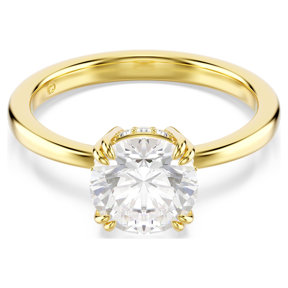 Anello cocktail Stilla, Taglio Round, Bianco, Finitura oro 18K 50