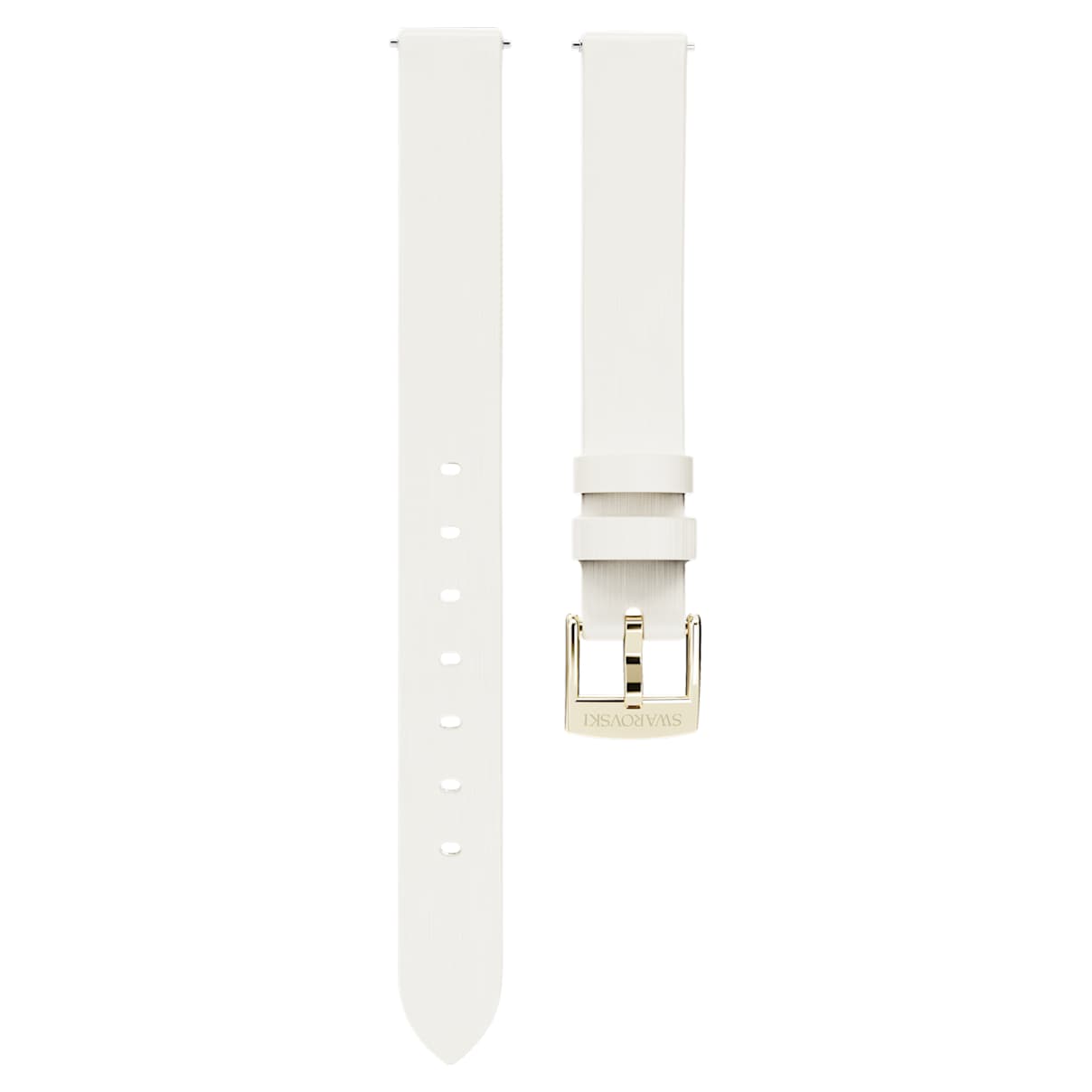 

Watch strap, 12 mm (0.47") width, Leather, White, Champagne gold-tone finish