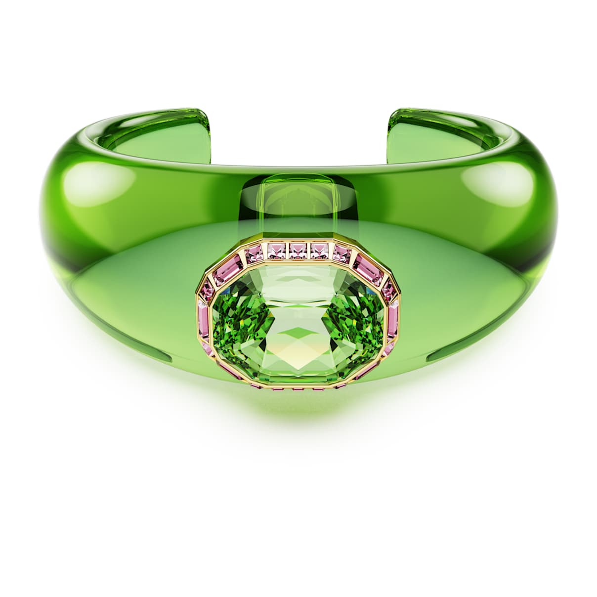 

Dulcis cuff, Octagon cut, Green, Gold-tone plated