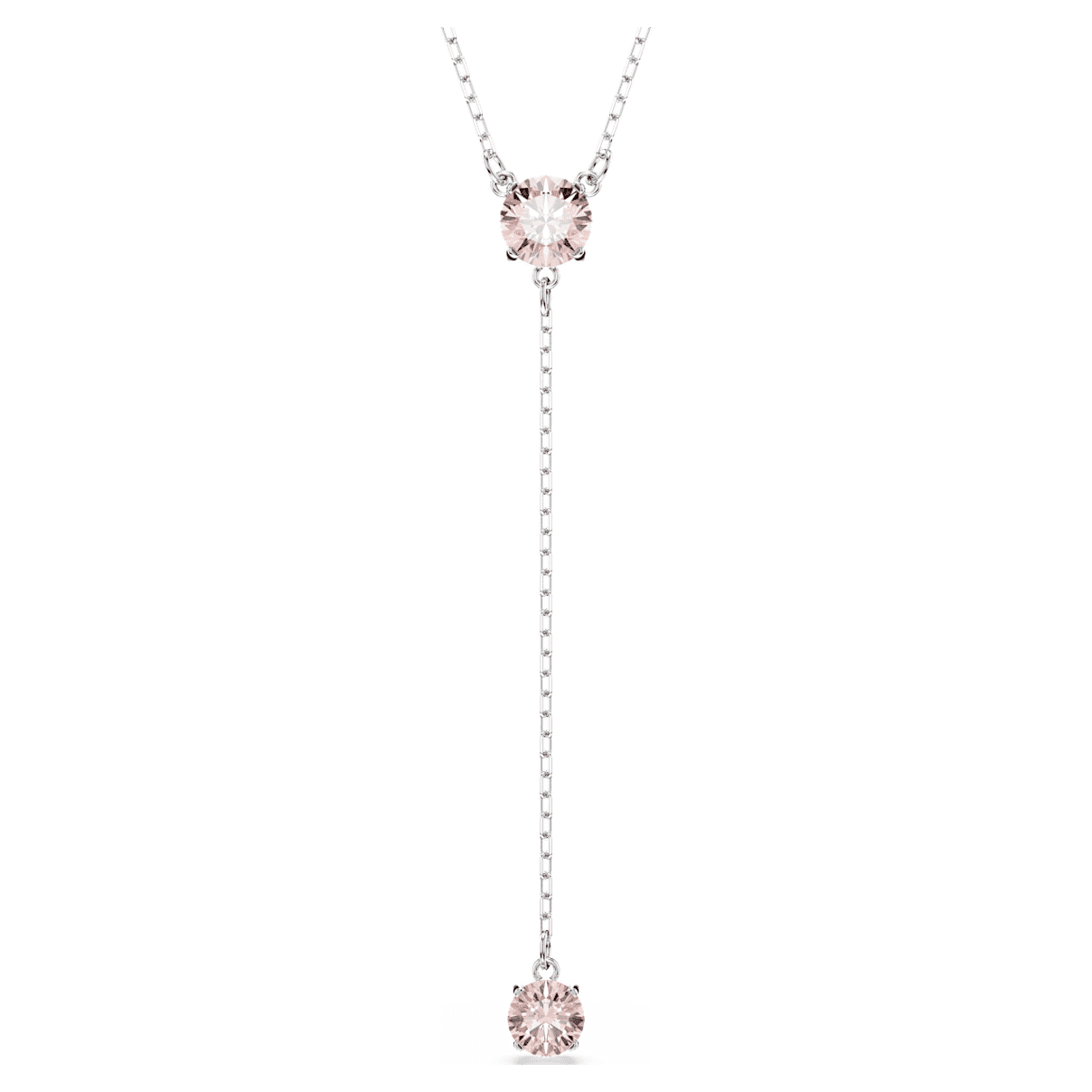 

Attract Y necklace, Round cut, Pink, Rhodium plated